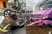 Autobús embiste a automóvil en la México-Toluca
