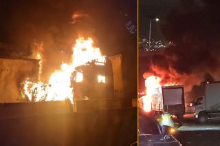 #Video: Tráiler arde en llamas y paraliza la México-Querétaro