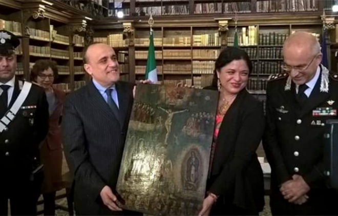 Italia devuelve a México 594 pinturas sustraídas ilegalmente del país