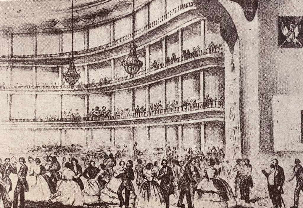 Litrografía del gran baile de inauguración del Teatro Principal de Toluca en el año de 1851.