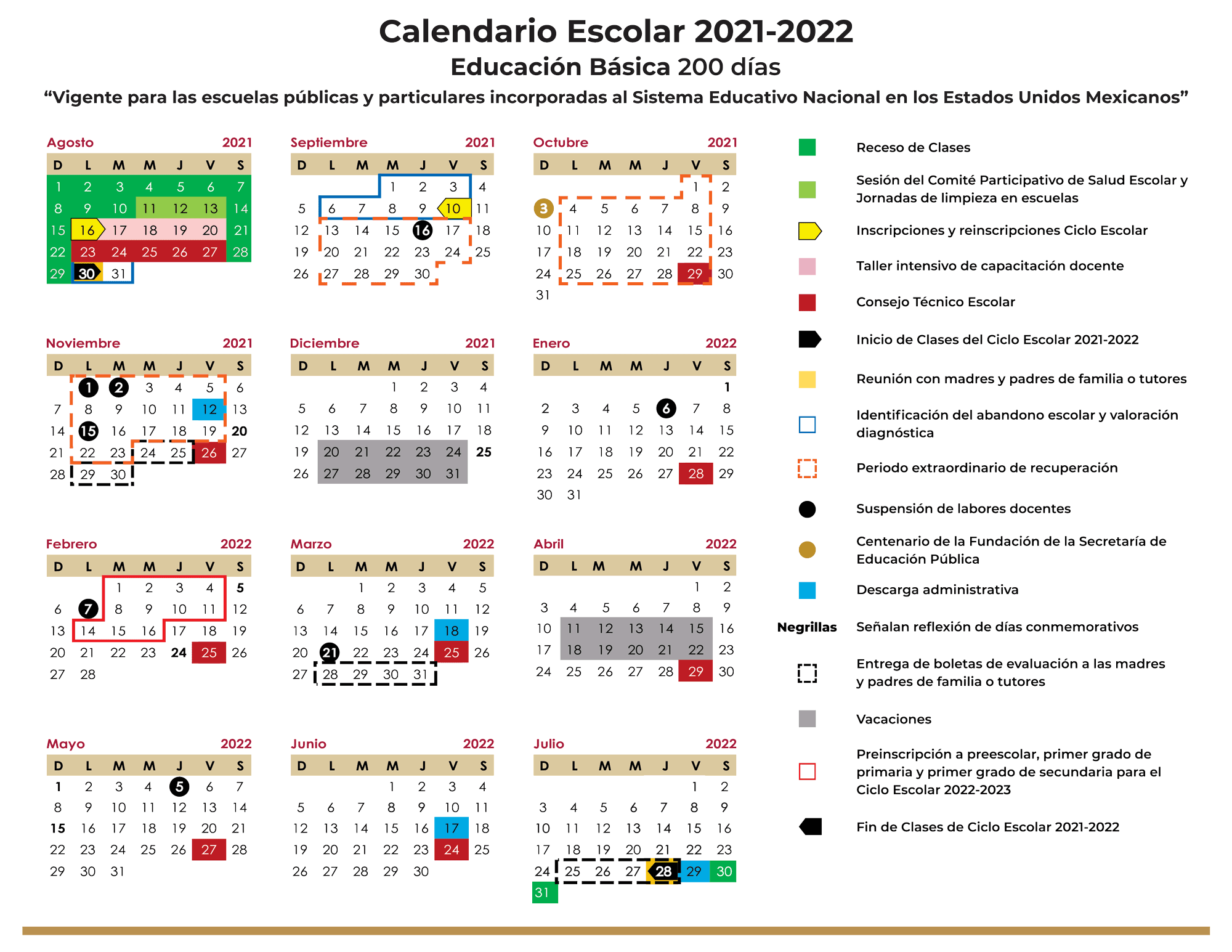 Calendario Escolar 2021 2022