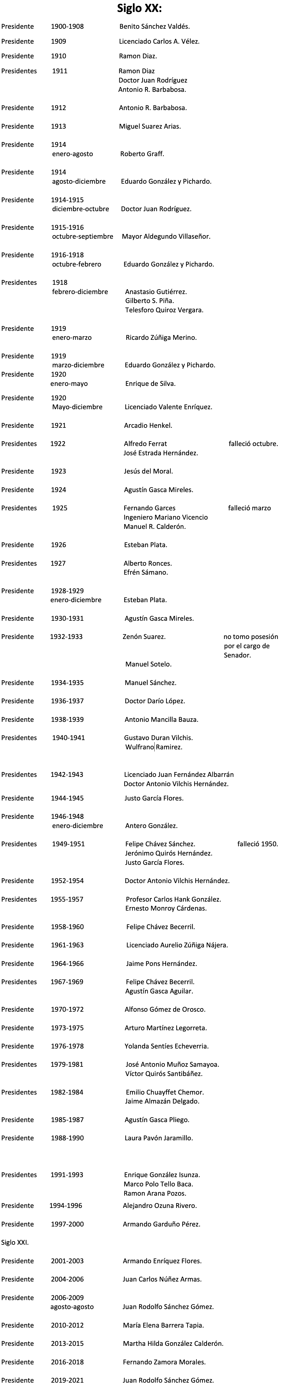 presidentes municipales toluca siglo 20