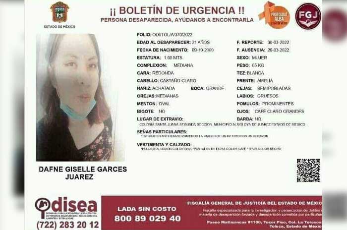 dafne giselle garces juarez mujer desaparecida almoloya de juarez