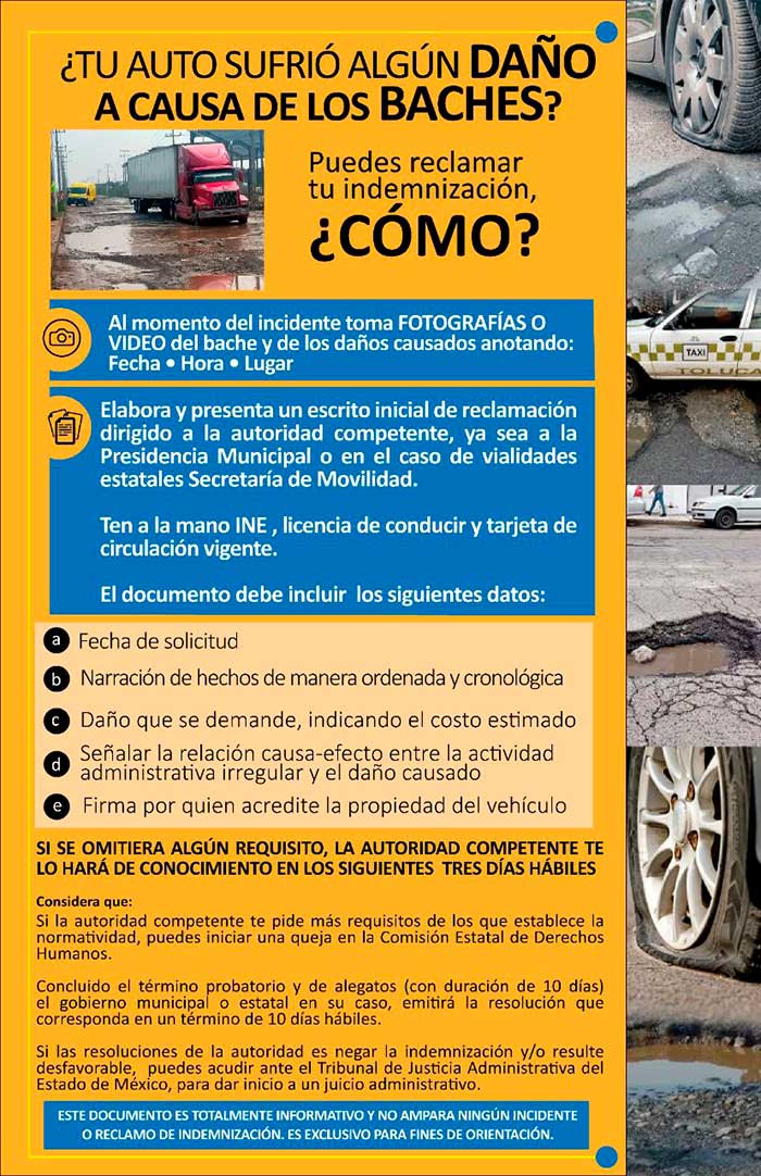 indemnizacion baches toluca valle de mexico