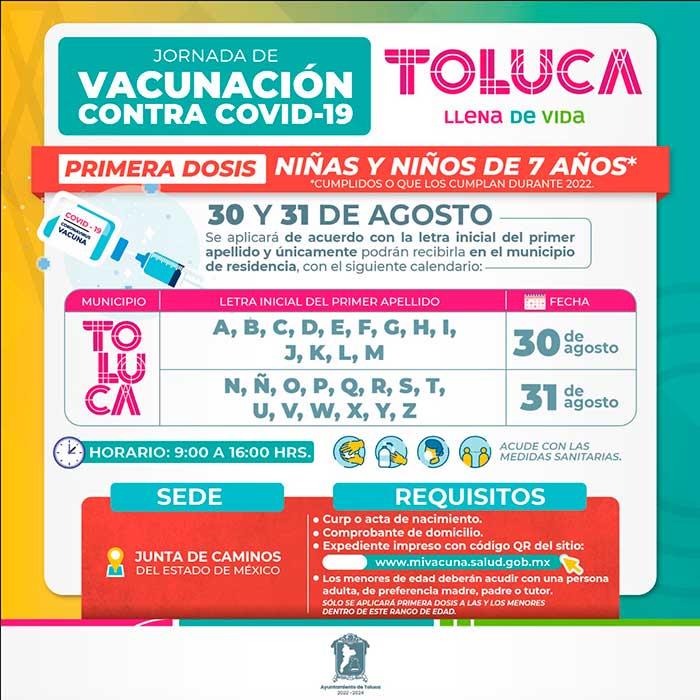 vacunacion Toluca niños 7 años