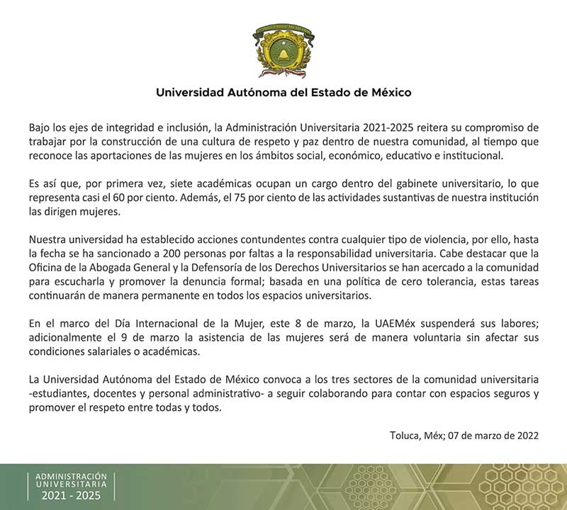 uaem comunicado 8m