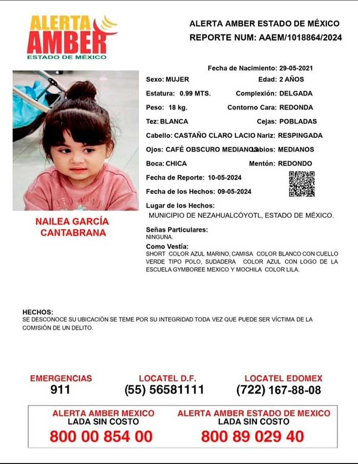 alerta amber niña nailea garcia cantabrana