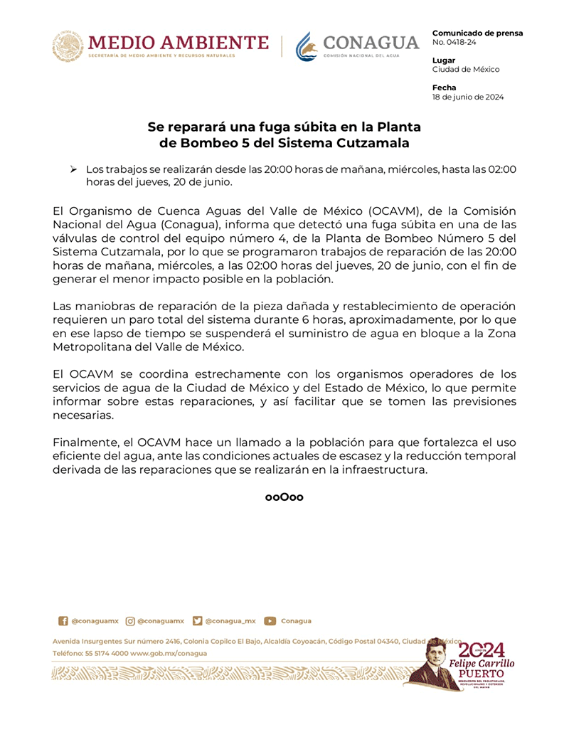 comunicado conagua