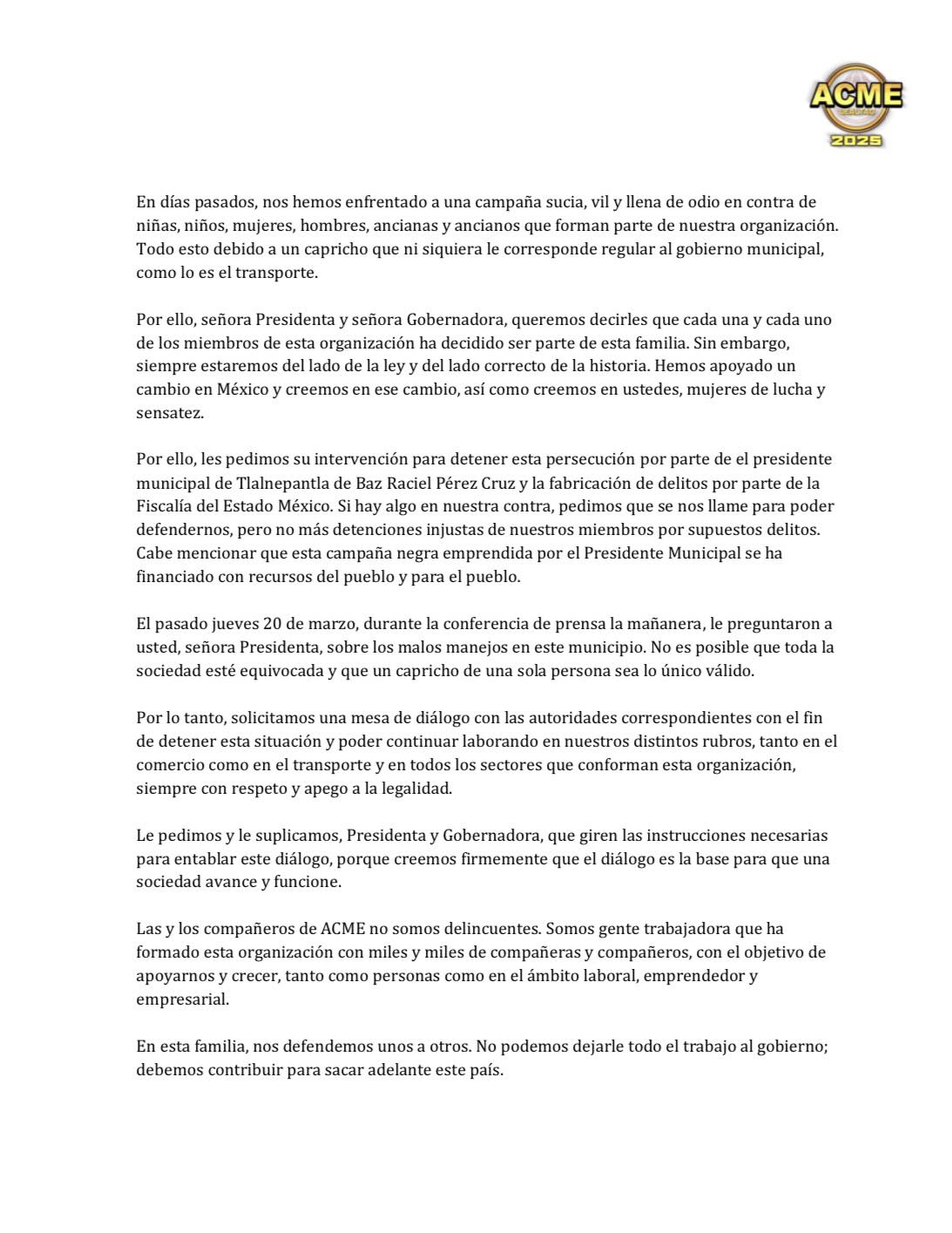 comunicado acme