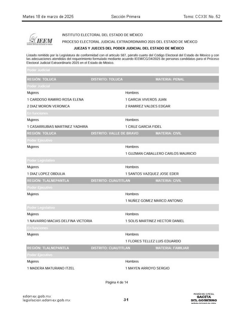 lista de candidatos al poder judicial Página 12
