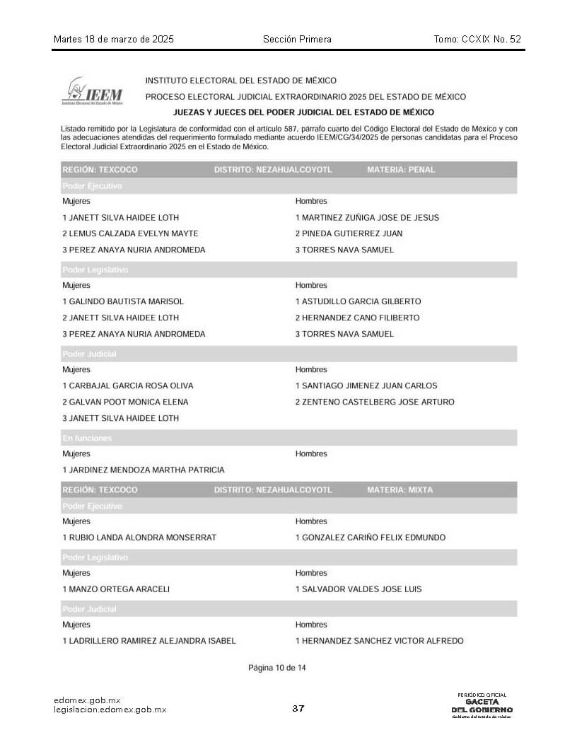 lista de candidatos al poder judicial Página 18