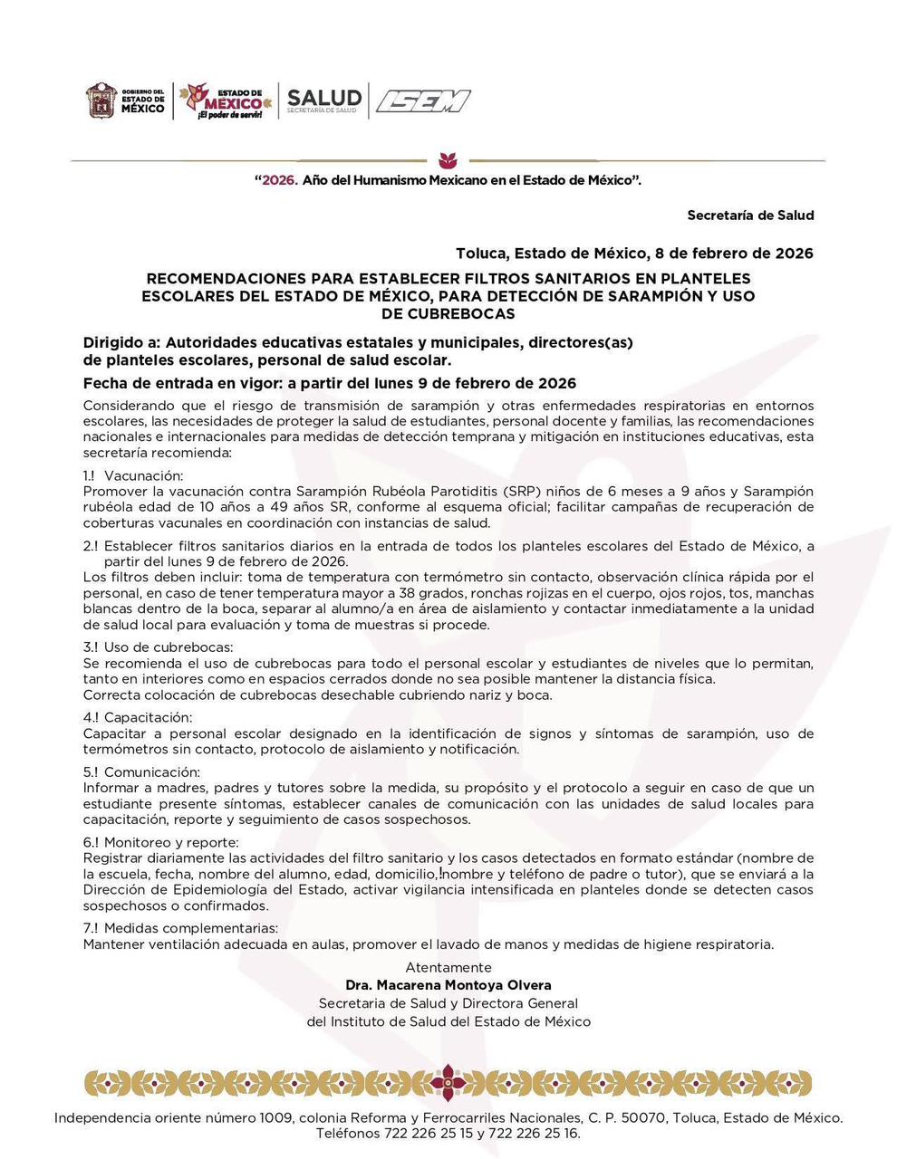 comunicado sarampion