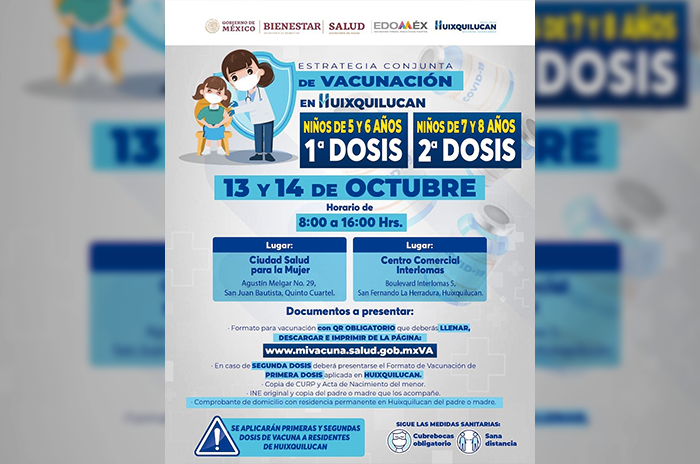 Aplicarán vacunas contra Covid a niños de 5 a 8 años en Huixquilucan 2
