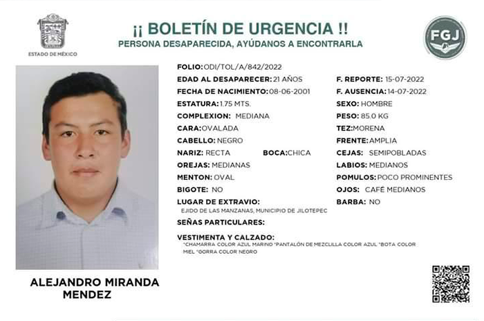 Buscan a cuatro personas desaparecidas en Valle de Toluca 2