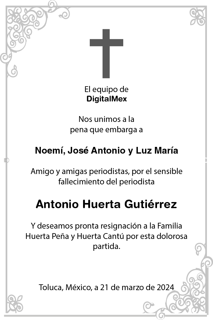 Esquela Antonio Huerta Gutiérrez