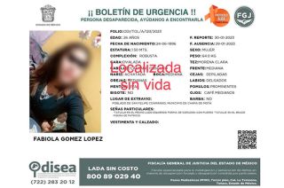 La joven de 26 años de edad, estaba desaparecida desde el pasado domingo 29 de enero