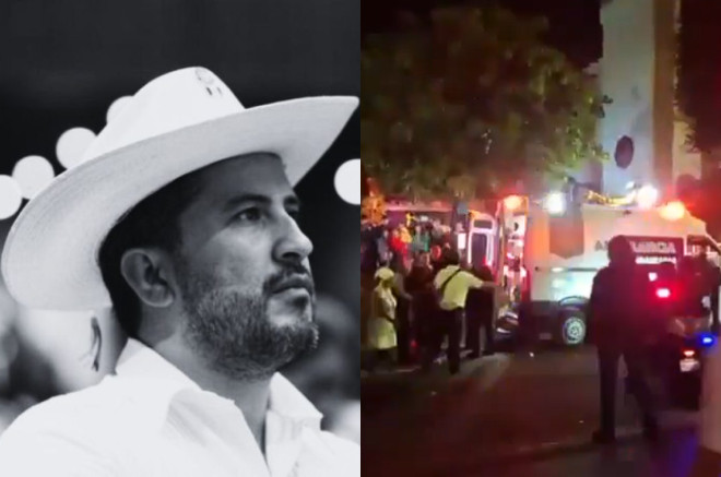 Escena posterior al atentado contra el alcalde de Uruapan