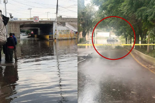 Vehículo varado por inundación tras las fuertes lluvias 