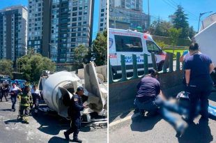 Se accidenta revolvedora en la México-Toluca