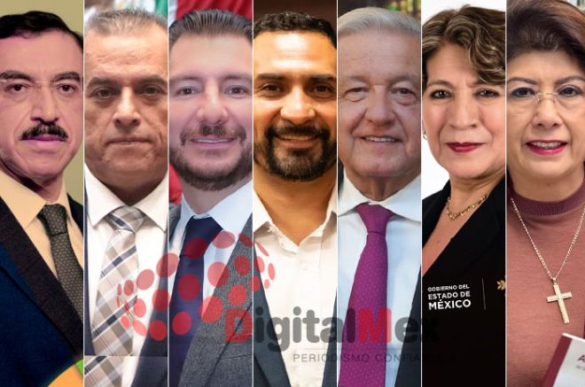 Javier Domínguez, Ariel Juárez, Elías Rescala, Emiliano Ramírez, AMLO, Delfina Gómez, Mariela Gutiérrez
