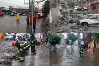 Cuadrillas de emergencia realizaron desazolve y atención de encharcamientos en Tlalnepantla.