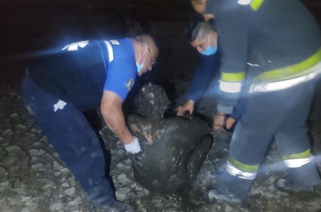 Un vecino se percató de cómo luchaba el ho,bre por salir del lodo, por lo que llamó a los servicios de emergencia.