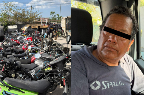 En el inmueble intervenido en San Mateo Otzacatipan, autoridades aseguraron 32 motocicletas y diversas autopartes; en el operativo fue detenido un hombre.