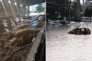 Gustavo Baz y Periférico Norte está inundado