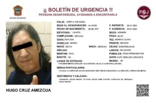 La persona identificada como Hugo Cruz Amezcua, de 44 años, no fue avistada por sus familiares desde el 3 de enero pasado.