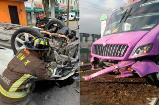 Autobús embiste a automóvil en la México-Toluca