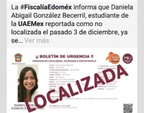 Localizan a Daniela Abigail, estudiante de la #UAEMex