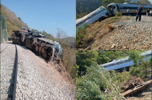 Tren Interoceánico descarrilado en el municipio de Matías Romero, Oaxaca
