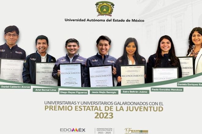 Estudiantes y egresados UAEMéx fueron reconocidos con el Premio Estatal de la Juventud Edoméx 2023