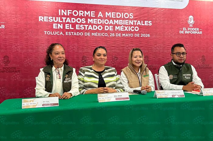 Alhely Rubio Arronis, secretaria de Medio Ambiente y Desarrollo Sostenible del Estado de México, presentó los avances en restauración ecológica, reforestación y transición energética impulsados en la entidad.