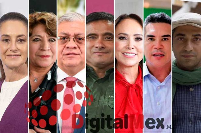 Claudia Sheinbaum, Delfina Gómez, Cristóbal Castañeda, Adrián Hernández, Cristina Ruiz, Alejandro Moreno, Mohsen Emadi