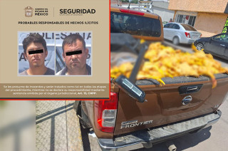 Fernando “N” y Leonel “N” de 42 y 20 años de edad, fueron presentados ante la Agencia del Ministerio Público con sede en Zinacantepec.