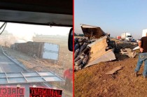 Las maniobras para retirar el tráiler aún continúan y se recomienda precaución