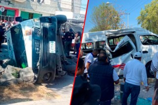 #Video: Volcadura de combi en Ecatepec deja seis heridos, entre ellos dos menores