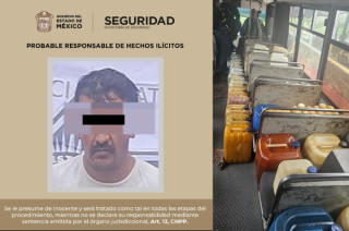 Detenido con garrafones de aparente diésel asegurados por la SSEM