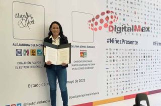 Alejandra Del Moral Vela, candidata a la gubernatura por el PRI, PAN, PRD y Nueva Alianza, firmó el Pacto por la Primera Infancia.