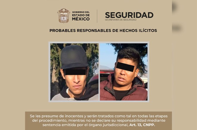 Jesús “N” de 24 años e Isaac “N” de 23 años de edad, fueron presentados ante la Fiscalía General de la República, con sede en Toluca.  