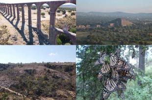 Zona Arqueológica de Teotihuacán, el Camino Real de Tierra Adentro, Reserva de la Biosfera de la Mariposa Monarca y el Acueducto del Padre Tembleque.