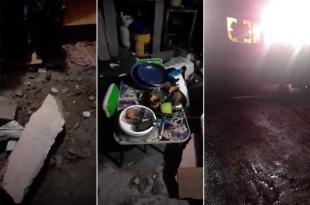 #Video: Tras aguacero cae rayo y derriba parte de una casa en Toluca