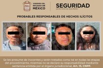 Luis "N", Karla "N", Luis "N" y Arturo "N" fueron detenidos por elementos de la SSEM en Coacalco por su probable participación en un homicidio ocurrido en Tultepec.