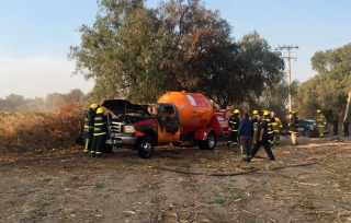 Incendian pipa de gas LP en Tecámac