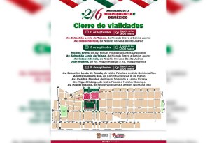 Los cierres viales en Toluca comenzarán el 11 de septiembre y se ampliarán los días 15 y 16 por las celebraciones de la Independencia de México.
