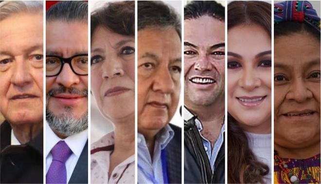 AMLO, Horacio Darte, Delfina Gómez, Higinio Martínez, Enrique Vargas, Myrna García, Rigoberta Menchú