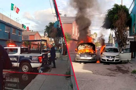 ¡Imágenes impactantes! Autos en llamas por conflicto de transportistas en #Ecatepec