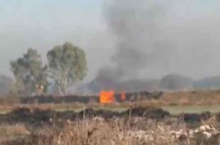 Zona de cultivos y pirotecnia afectada por incendio controlado en Nextlalpan.