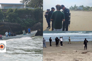 Autoridades municipales y cuerpos de auxilio acudieron a la playa Barra de Cazones tras el reporte del accidente
